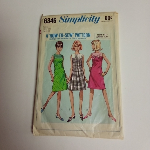 Vintage Simplicity Sewing Pattern 6346 Junior's Midi Dress Size 14 1950s Fifties - Picture 1 of 2